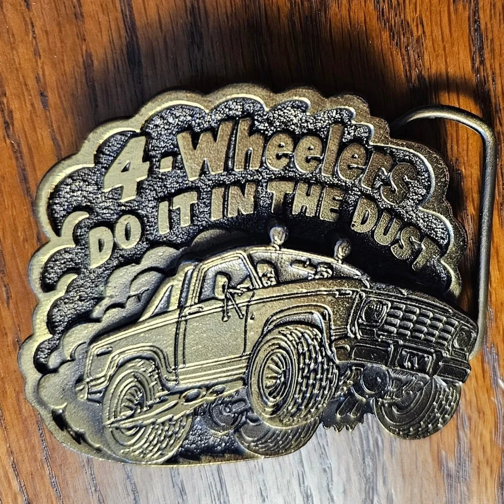 Great American Buckle Co 1980 4-Wheelers Do It In The Dust Brass Belt Buckle 404